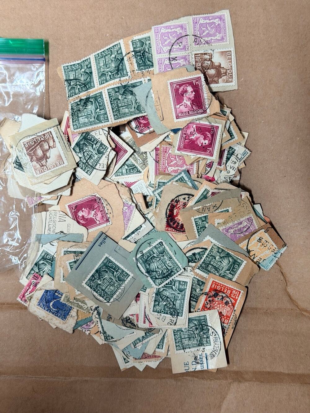Vintage Belgian Postage Stamp Lot – Used & Cancelled Stamps on Paper